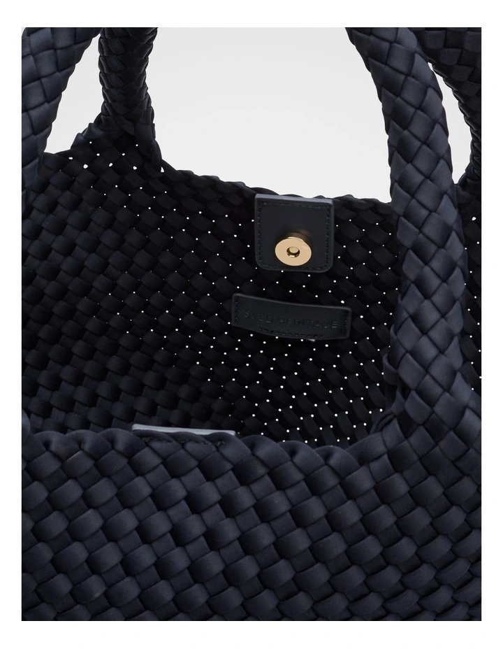 Woven Textured East West Tote in Twilight Blue image 4