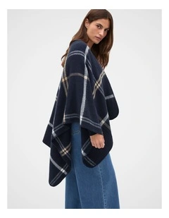 Check Poncho in Blue