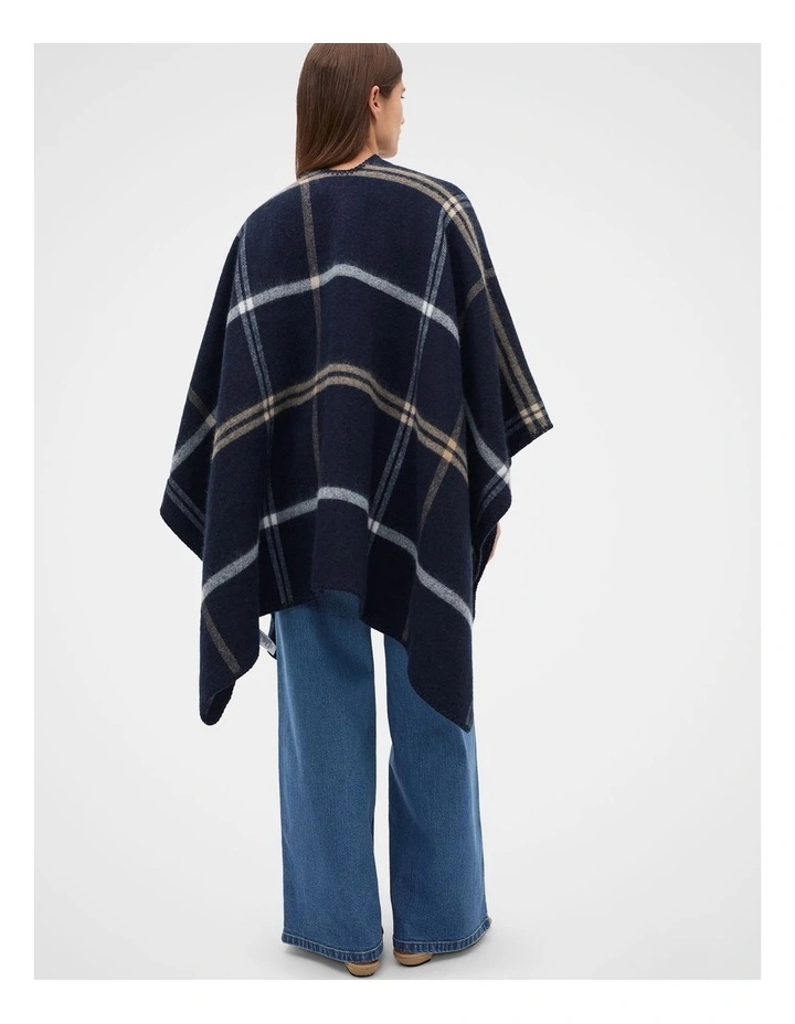 Check Poncho in Blue image 2