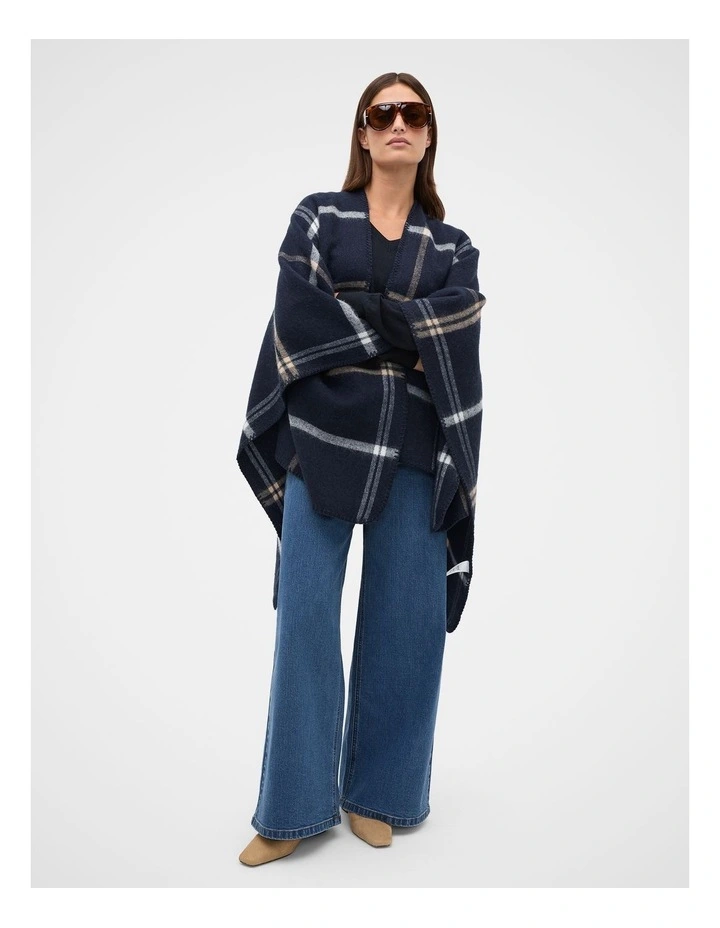 Check Poncho in Blue image 3