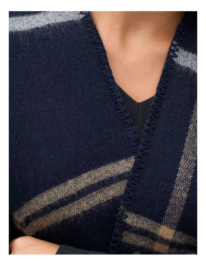 Check Poncho in Blue image 4