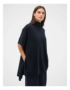 Rib Detail Poncho in Twilight Blue