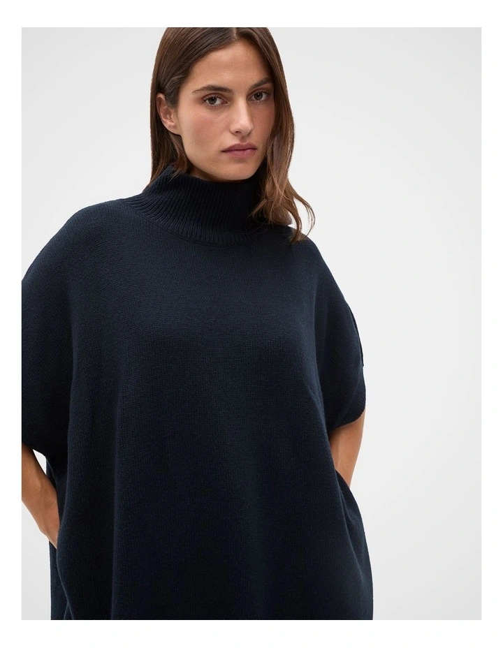 Rib Detail Poncho in Twilight Blue image 4