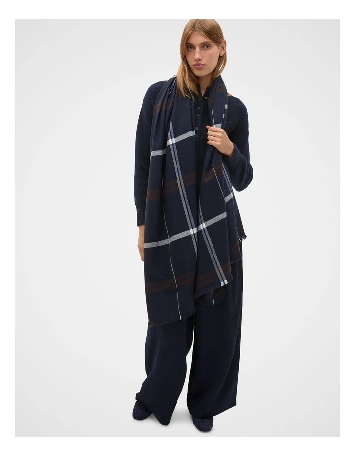 Multi Check Scarf in Twilight Blue image 2