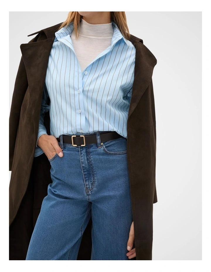 Naomi Leather Hip Belt in Chocolate image 2