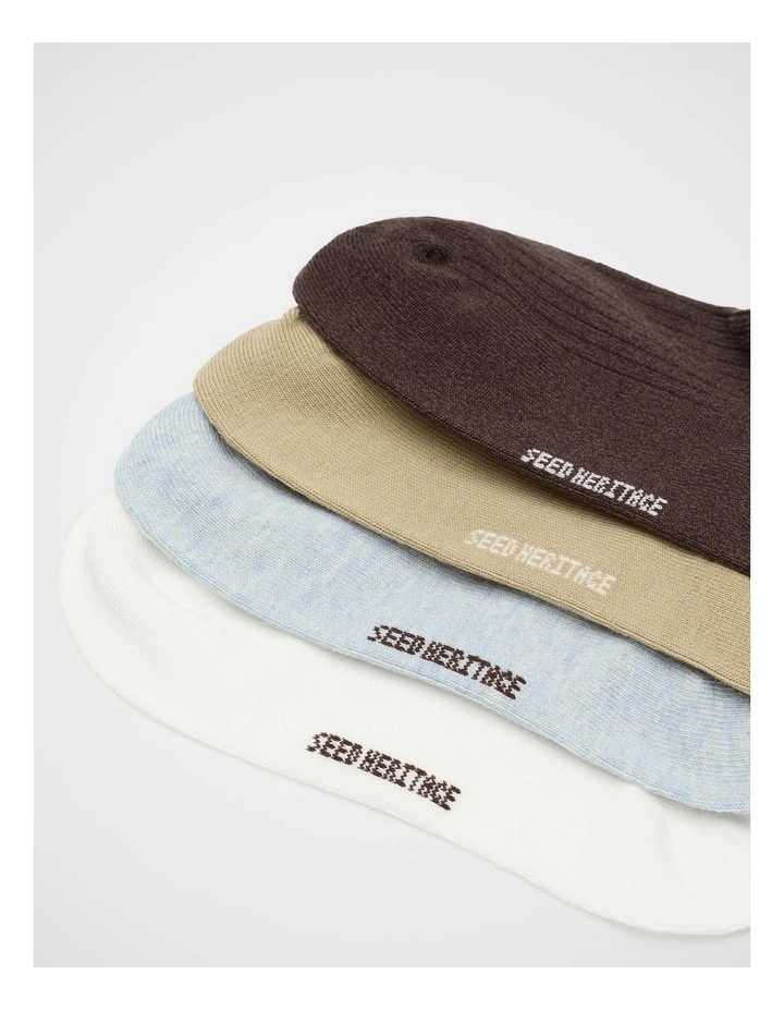 4 Pack Sneaker Socks in Coffee Bean Multi image 2