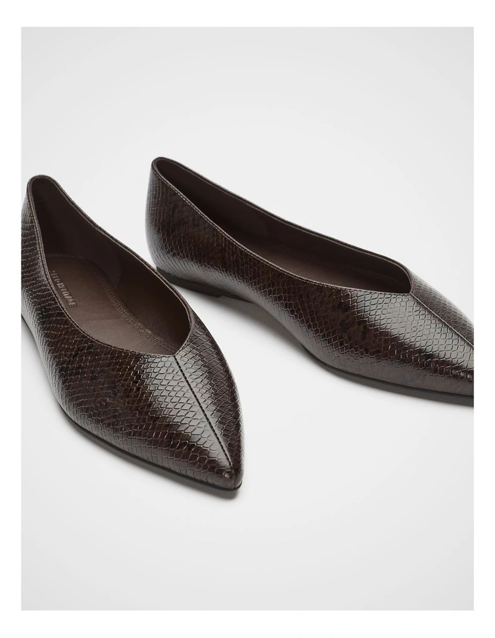 Clem Pointed Ballet Flat in Coffee Bean Snake Print image 3