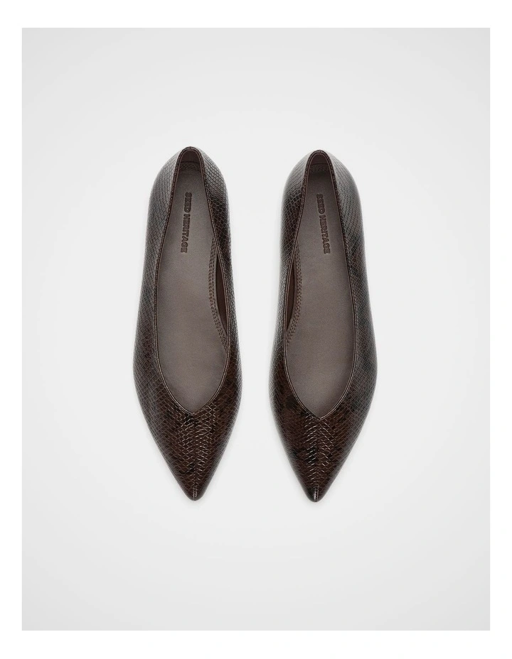Clem Pointed Ballet Flat in Coffee Bean Snake Print image 4