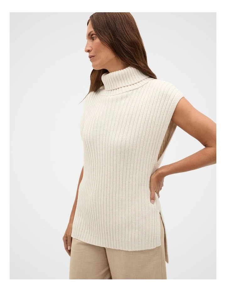 Collar Knit Poncho in Mist image 1