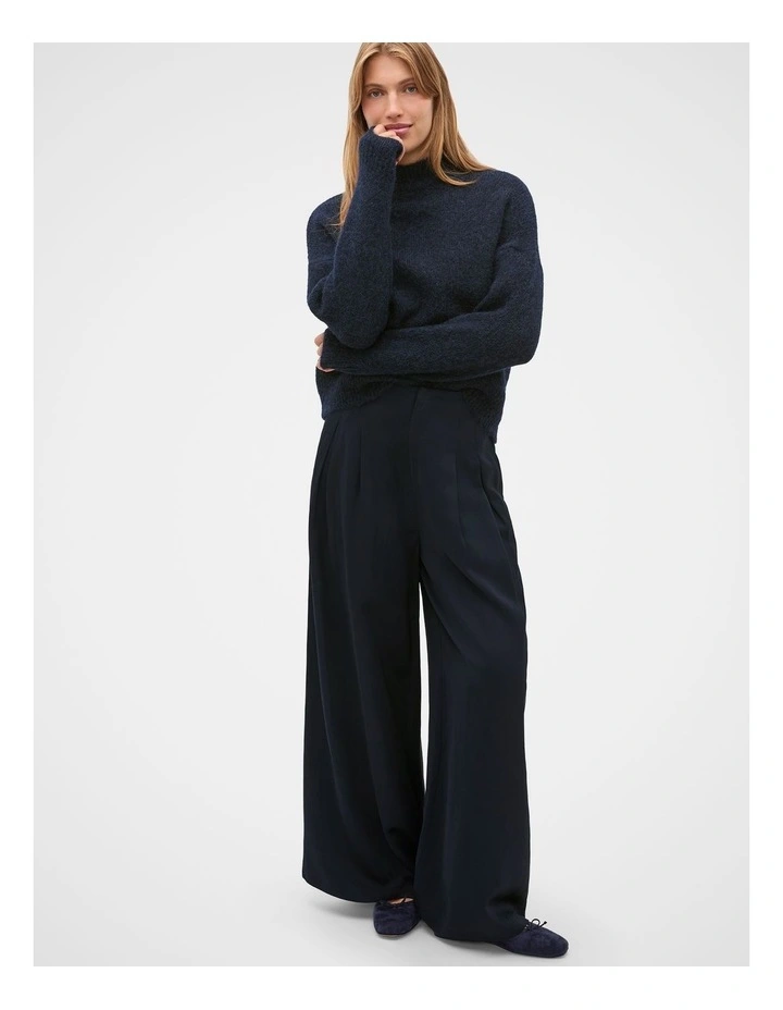 Pleat Front Palazzo Pant in Twilight Blue image 3