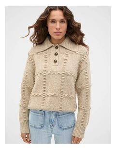 Cotton Blend Pom Pom Knit