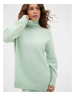 Mohair Blend Roll Neck Knit