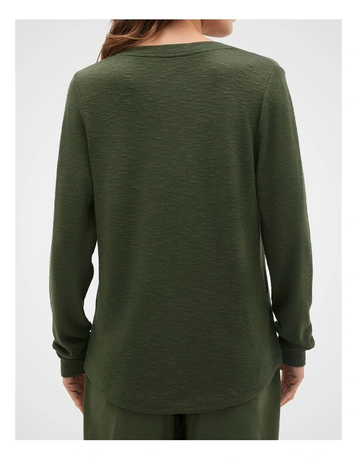 Supersoft V Neck Top in Deep Forest image 2
