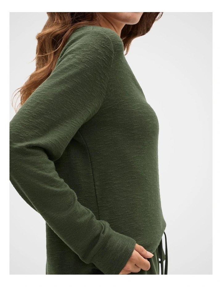 Supersoft V Neck Top in Deep Forest image 3