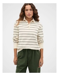 Stripe Rugby Polo Top