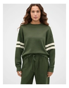 Contrast Detail Crew Neck Sweat