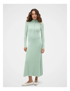 Button Down Mock Neck Knit Dress