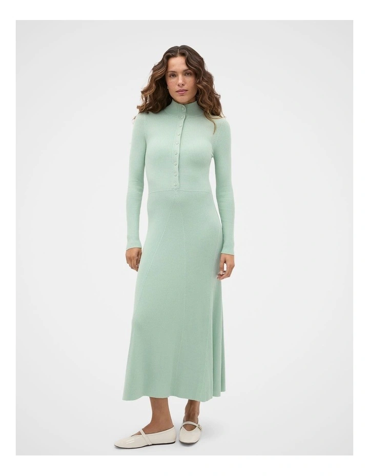 Button Down Mock Neck Knit Dress image 1