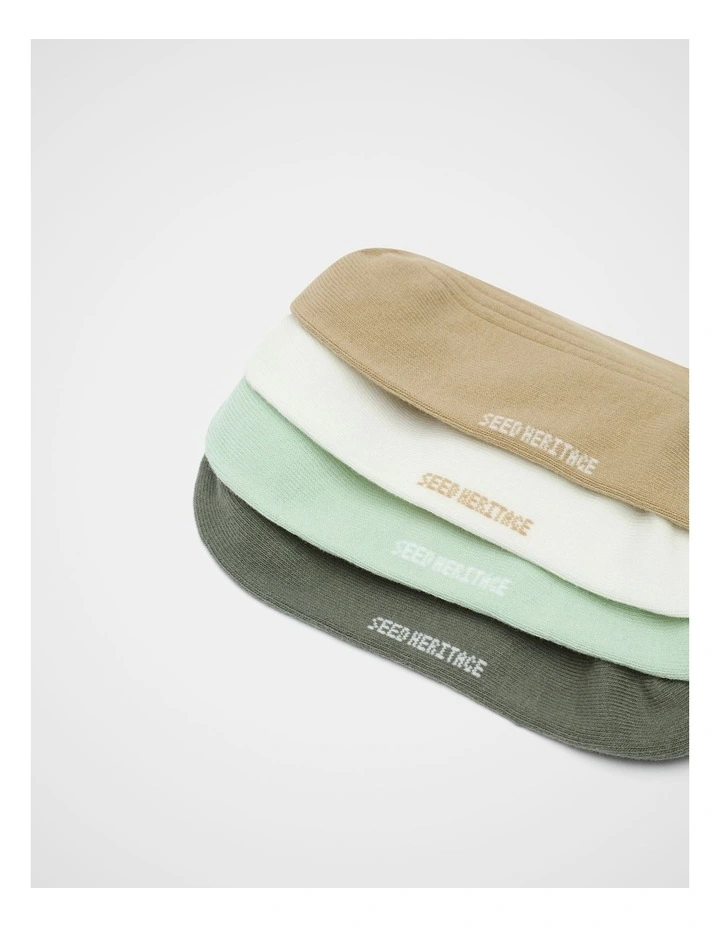 4 Pack Sneaker Sock in Soft Moss Multi image 2