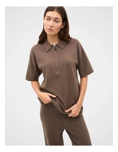 Oversized Zip Polo Knit