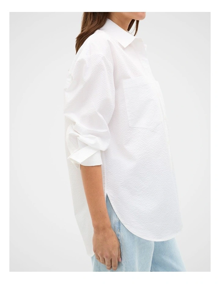 Textured Cotton Shirt in Whisper White image 2