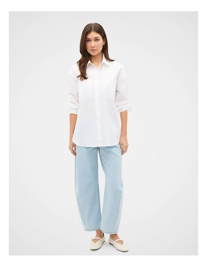 Textured Cotton Shirt in Whisper White image 3