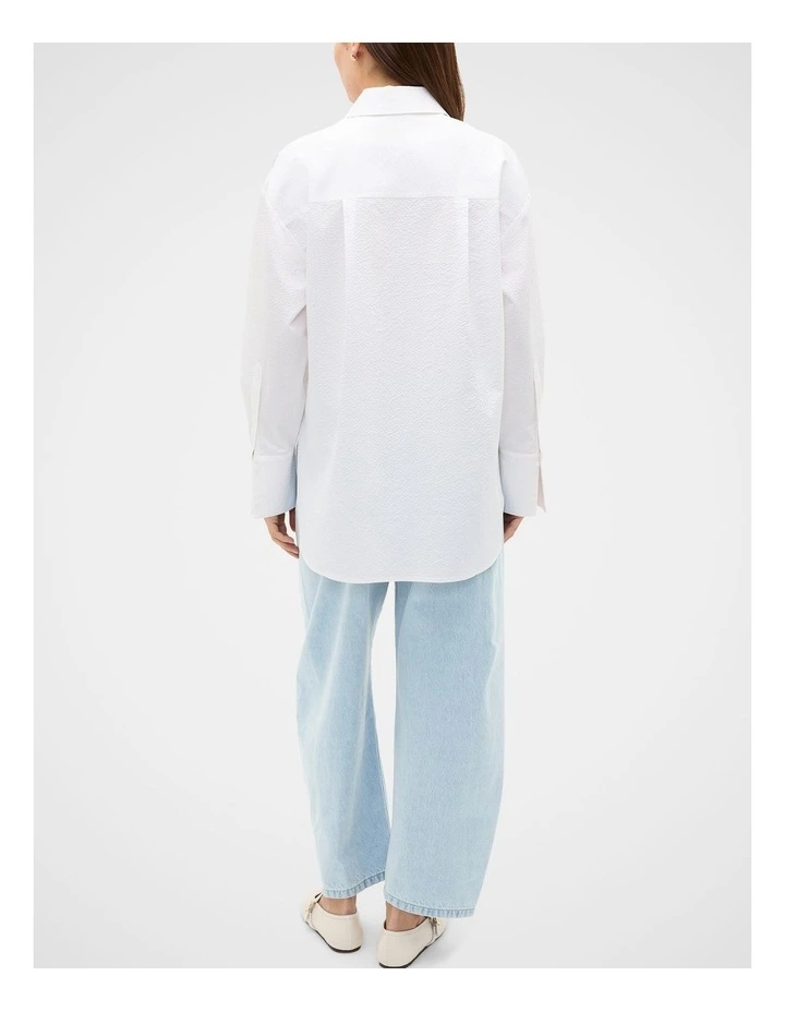 Textured Cotton Shirt in Whisper White image 4