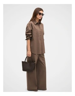 Textured Cotton Shirt in Brown