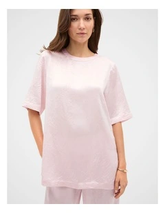 Crinkled Satin Longline Tee