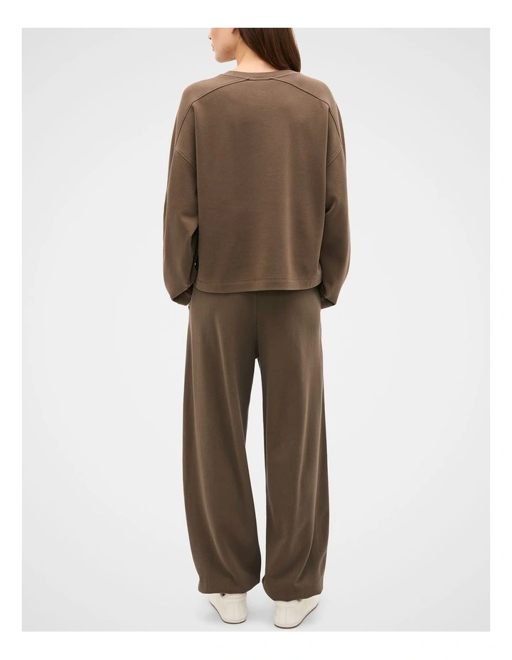 Terry Balloon Sleeve Sweat in Chestnut image 3