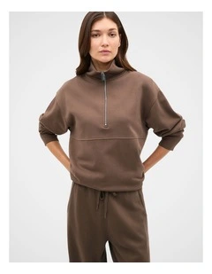 Terry Zip Neck Sweat