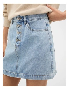 Denim Mini Button Through Skirt