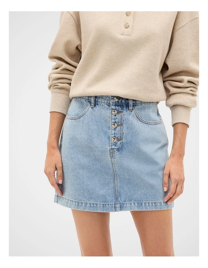 Denim Mini Button Through Skirt image 3