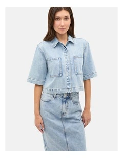 Denim Boxy Shirt in Breeze Blue Wash