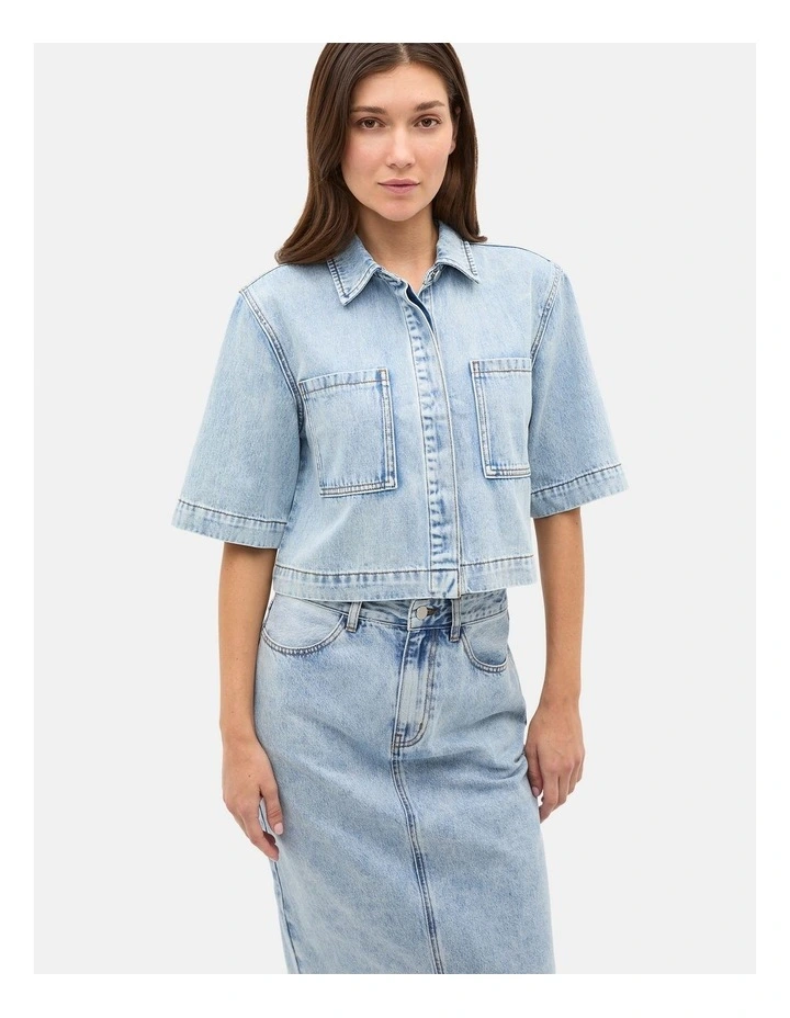 Denim Boxy Shirt in Breeze Blue Wash image 1