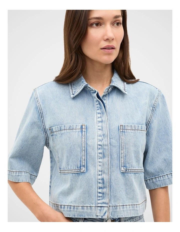 Denim Boxy Shirt in Breeze Blue Wash image 2
