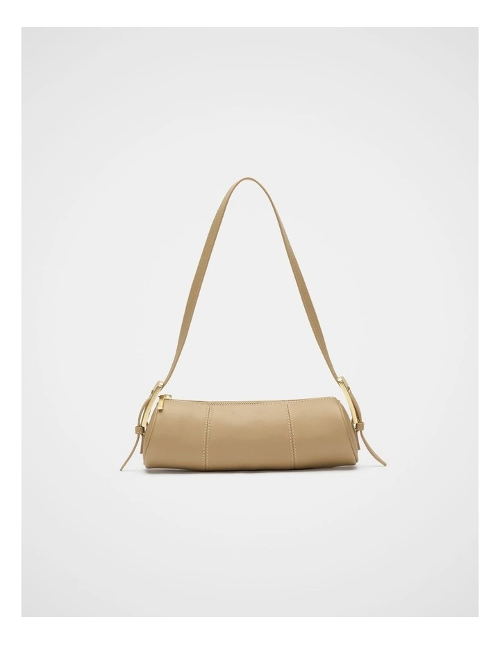 Leather Rounded Shoulder Bag in Cashew image 1