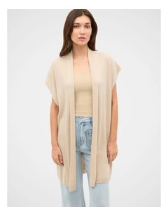 Rib Knit Poncho in Cashew Cream Marle