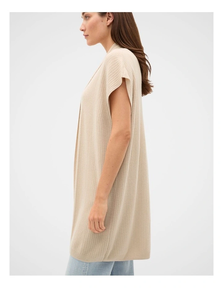Rib Knit Poncho in Cashew Cream Marle image 4