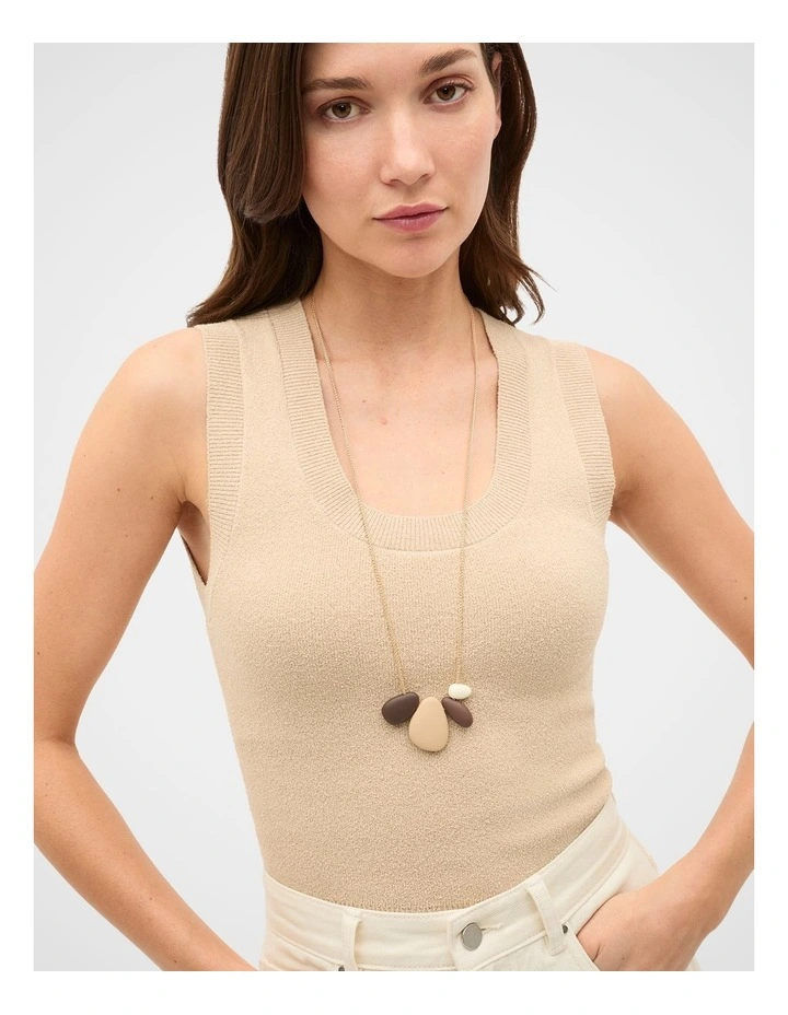 Opaque Pebble Necklace in Gold image 2