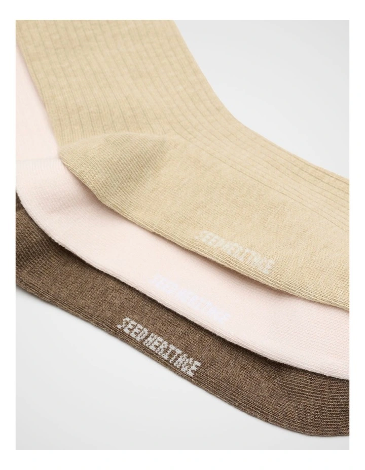 3 Pack Quarter Crew Socks in Cashew Multi image 2