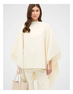 Fringe Cape in Cloud Cream