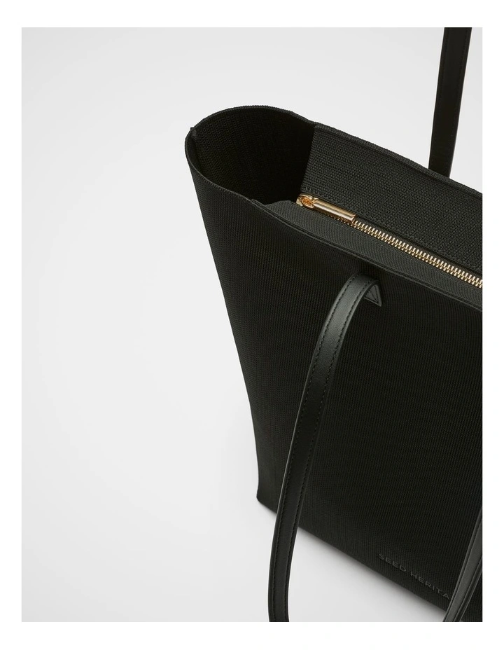 Knitted Carry All Tote in Black image 4