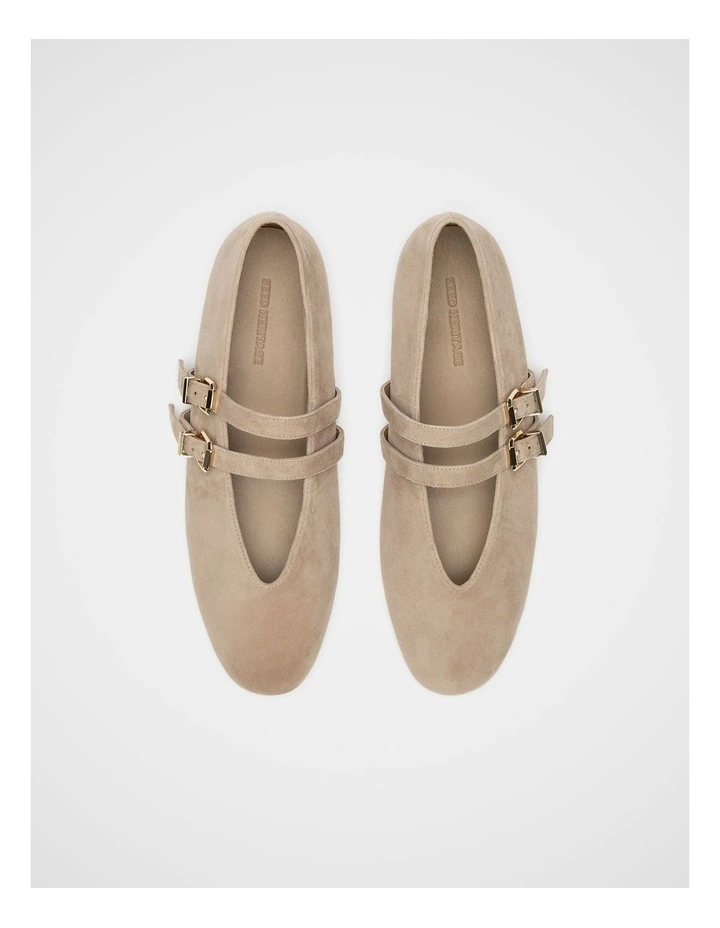 Astor Double Strap Ballet Flat in Cashew Suede image 3