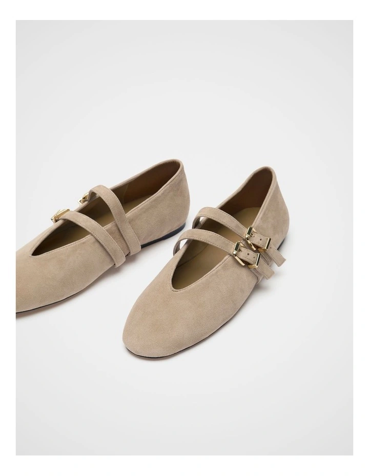 Astor Double Strap Ballet Flat in Cashew Suede image 4