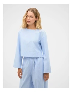 Poplin Stripe Cropped Blouse