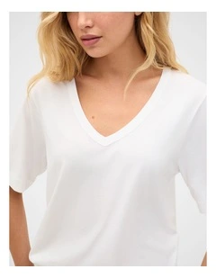 Cotton V Neck Relaxed Tee