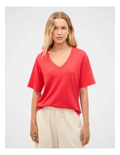 Cotton V Neck Relaxed Tee