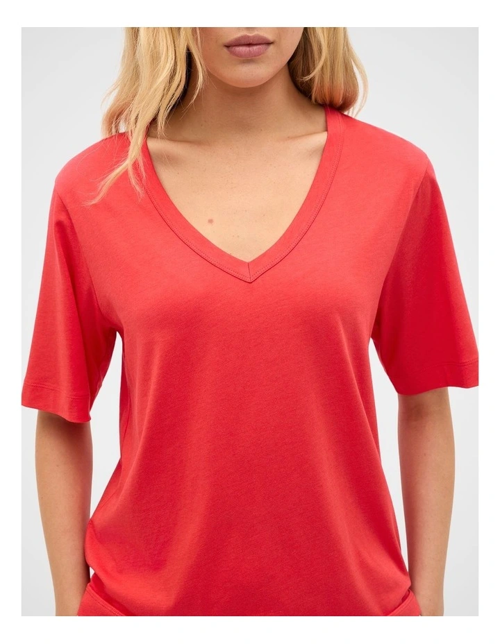 Cotton V Neck Relaxed Tee image 3
