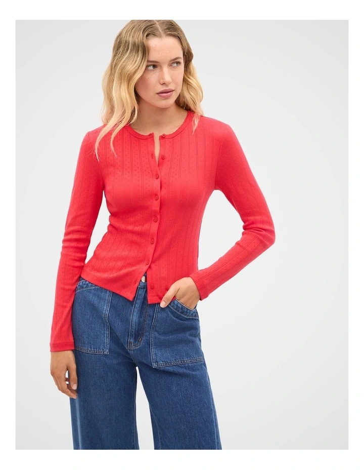 Pointelle Button Cardigan image 1